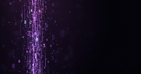 Abstract purple light streaks against a dark background create a futuristic effect. Perfect for science UI illustrations, abstract product branding