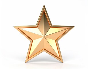 3D Golden Star on White Background