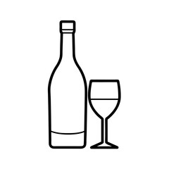 Sleek Line Art Depiction of a Wine Bottle and Glass Minimalist Design for Modern Aesthetics and Clean Visual Appeal