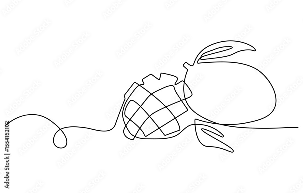 Poster Mango fruit continuous line. Continuous one line drawing of delicious mango. Mango fruit concept. single line drawing