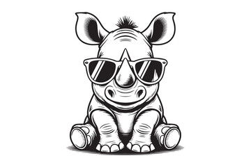  Rhino sunglasses illustration vector