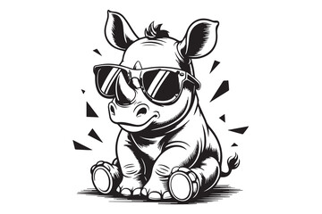  Rhino sunglasses illustration vector