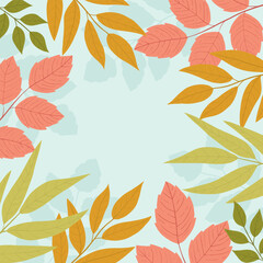 Autumn floral background with colorful tree leaves.