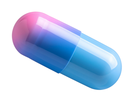 Floating Gradient Capsule with Soft Shadow, Transparent PNG