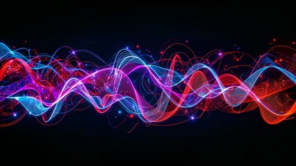 Dynamic Office Chart Design – Glowing Data Waves in a Modern Workspace