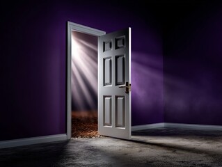 Mystical Door Floating in Mid Air with Light Pouring Through