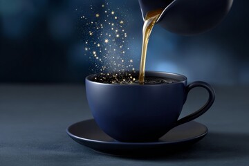 Magical Teacup Pouring Stars Into Space in Beautiful Dark Background