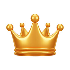 A glossy 3d rendered golden crown featuring five pointed arches topped with spheres, symbolizing monarchy, achievement, and luxury. Ideal for concepts of success or victory.