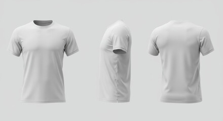 White t shirt mockup three views