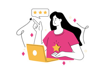 customer review and feedback flat illustration