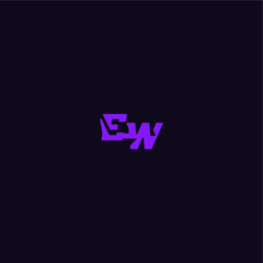 techno sport logo EW cool and sporty design with bold monogram style letter