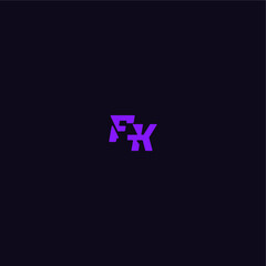 techno sport logo FK cool and sporty design with bold monogram style letter