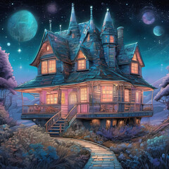 Vapor Cottage at Interdimensional Crossroads: Perspective Drawing Style