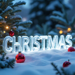 Snow Covered Christmas Glass Typography

