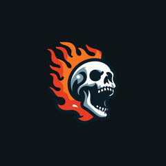 Skull screaming fire logo