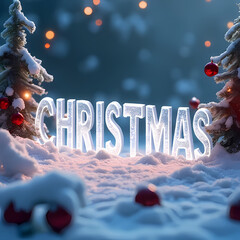Snow Covered Christmas Glass Typography

