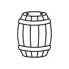 Simple Line Drawing of a Wooden Barrel Design for Brewing and Storage Purposes Illustrating Historical Methods