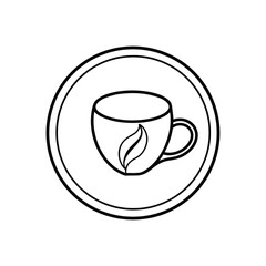 A Simple Coffee Cup Illustration in a Circle for a Cafe or Coffee Shop Logo or Icon