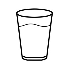 Simple and Minimalist Illustration of a Glass with Liquid Inside, Featuring Clean Lines and a Monochromatic Color Scheme