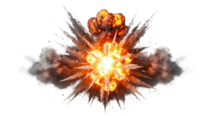 Realistic explosion with fire and smoke isolated PNG with Transparent Background