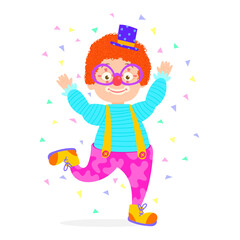 Cartoon happy clown for birthday celebration.