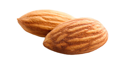 two almonds are shown on a white background