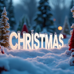 3D Holiday Word in Glass with Decorations

