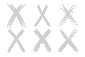 Grunge Cross Collection: A series of hand-drawn, grey cross marks with a grunge texture, adding an edgy and artistic touch.