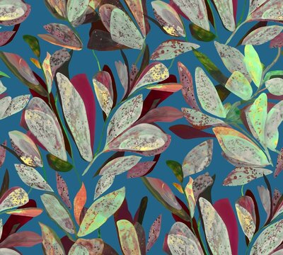 Colourful watercolor leaves creative digital creators art design seamless floral pattern new creation art design allower multi colour floral design repeat pattern fabric print design 