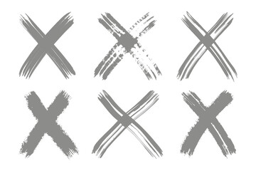 X Marks the Spot: An abstract graphic showcasing six different hand-painted gray 