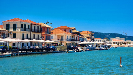 Obraz premium lefkada island summer tourist resort by the sea in greece