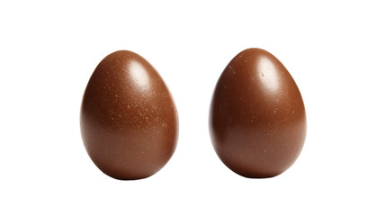 two chocolate eggs sitting next to each other