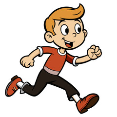 A boy running cartoon illustration. Isolated on white background