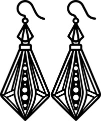 Earrings icon black and white simple thin flat