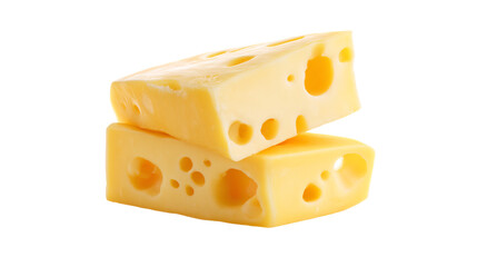 two pieces of cheese stacked on top of each other