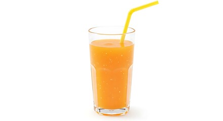 Refreshing Orange Juice in a Glass with Straw