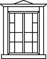 Symmetrical Glass Window Frame in Thin Line Vector