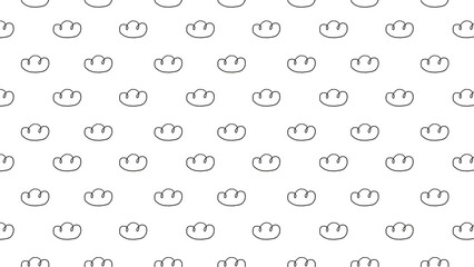 A repeating pattern of simple black and white cloud outlines spread across a white background
