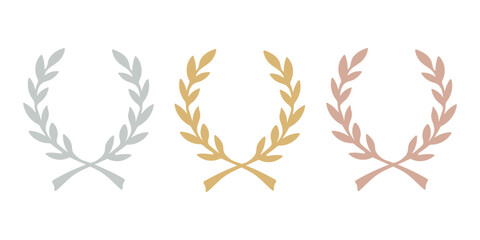 Ranking lease title icon. Award Winning Laurel Wreaths Set. Symbol of Achievement, Rank, and Success.