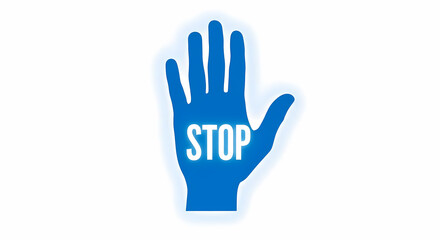 Stop Hand Signal  High-Resolution Blue Hand Graphic for Safety and Caution