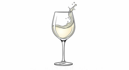 Elegant White Wine Splash A Crisp Illustration