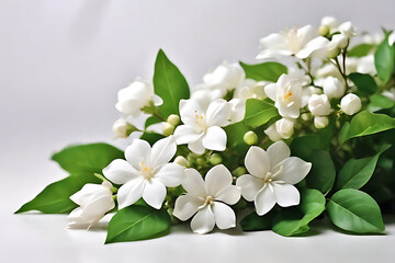 Beautiful white apple tree blossoms on a branch, blooming in spring