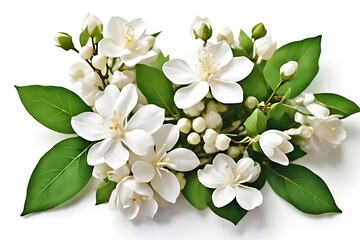 Beautiful white apple tree blossoms on a branch, blooming in spring