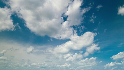 Time lapse. Breathtakingly Serene Sky Featuring Fluffy Clouds Set Against a Bright Blue Horizon