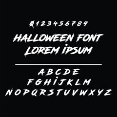 vector illustration of Halloween Brush Stroke Font - Full Alphabet and Numbers

