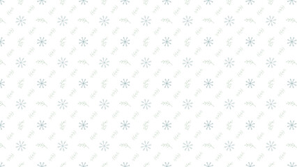 A repeating pattern of snowflakes and small branches on a white background for winter designs