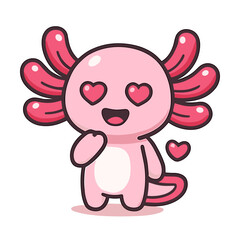 Axolotl Cartoon Cute Pink Salamander Mascot Love Heart