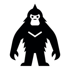 Black Silhouette Illustration of a Standing Monster with a Pointed Head Design