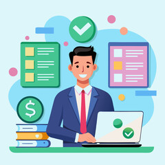 Fototapeta premium Online Invoice Validation and Payment System Illustration