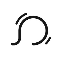 Logo D vibrating shape design. Vector illustration